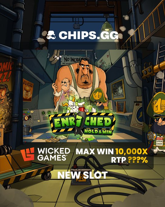 The image promotes the "Enriched Hold & Win" slot from Wicked Games, available on Chips.gg, featuring a max win of 10,000x and an unknown RTP.