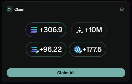 A "Claim" interface displays pending airdrop rewards of +306.9, +10M, +96.22, and +177.5 tokens, with a "Claim All" button at the bottom. The image relates to the post by showcasing the rewards received from the @AxiomExchange airdrop.