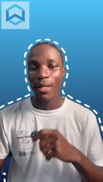 The image features a man wearing a white t-shirt with a logo on it. The man has his hand outstretched, possibly gesturing or making a point. The background of the image is blue, which contrasts nicely with the man's white shirt. There are also some lines drawn around the edges of the photo, adding to its artistic and visually appealing nature.