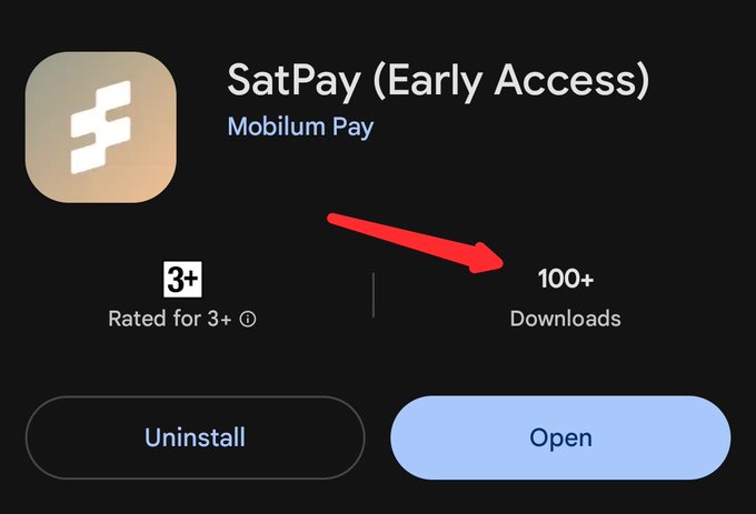 The image shows a screenshot of an app called "SatPay (Early Access)" located on Google Play Store, which allows users to download data onto their phones. The app has been highly rated by 3 out of 5 users who have already used it. Over one hundred people have downloaded this Android app, and almost half of them are in the process of completing their KYC process for the app. Additionally, there is a post on the app store that says "Over One hundred people have downloaded @sat_pay on Google Play Store and over 500 people are currently testing #SatPay (Beta tester) yet 70% of them already completed their KYC Ready for something The biggest utility on $CORE is Ready to unlock Big Demand is here".