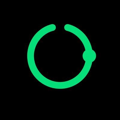 A green circular loading indicator icon on a black background.