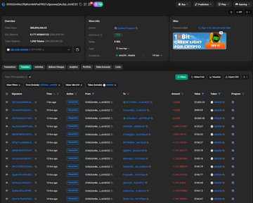 The image displays a Solscan page for the token "DREAM-US2" on the Solana blockchain, showing transaction data including signatures, addresses, and an airdrop notification banner. It relates to the post by documenting the $ANSEM airdrop activity on-chain, with visible token transfers (e.g., +0.01546 and +15.2470) that match the $100-$3000 token distribution mentioned.