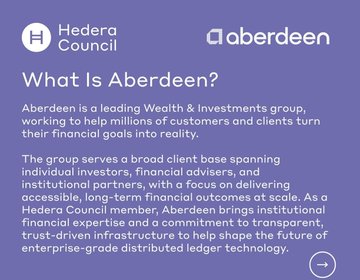 The image shows a purple background with white text that reads "What is Aberdeen?" followed by a list of reasons for being in the FTSE 100, including innovation, financial success, and a focus on delivering innovative solutions to clients. The text also mentions a company called @Aberdeen_plc, which is a leading wealth & investments group working with individuals, financial advisors, and other partners to help millions of customers turn their financial goals into reality.