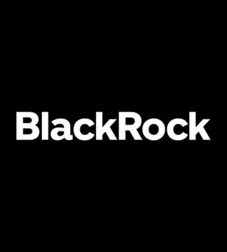 The image displays the BlackRock logo in white text on a black background, representing the financial giant whose IBIT Bitcoin ETF has rapidly accumulated holdings nearly rivaling Strategy's (formerly MicroStrategy) massive Bitcoin treasury in just 18 months.