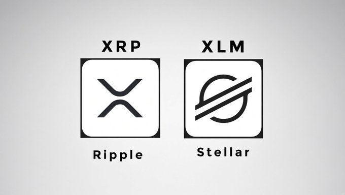 The image displays the logos and tickers for XRP (Ripple) and XLM (Stellar) side by side, representing the two blockchain ecosystems being bridged. This visual reinforces the post's message about Sl8 Social's infrastructure connecting the XRPL and Stellar networks, enabling seamless movement between both ecosystems.