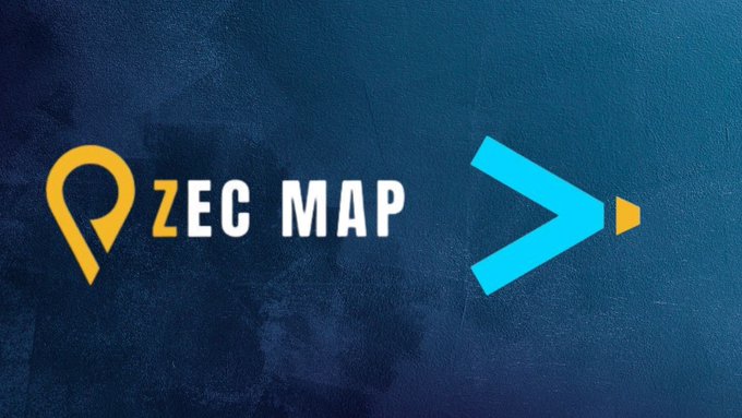 The image features a logo for a company called "ZEC Map" with an arrow pointing upwards, accompanied by the text "More merchants accept ZEC → more reasons to hold ZEC → more people hold ZEC → more merchants accept ZEC". The background of the image is blue and has a rough texture. The post also mentions that there are other merchants who accept ZEC as payment, which could be helpful for users looking to make purchases using ZEC.