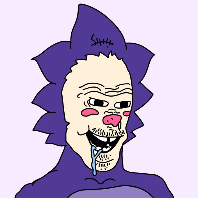 A cartoon illustration shows a character wearing a purple shark costume with a stitched patch on the hood, featuring a drooling, bearded face with rosy cheeks and a wide grin. The image ties into the post by depicting "Chog," a quirky shark-themed character celebrating its launch on Arc.