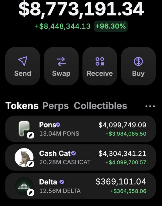 A screenshot of a crypto portfolio showing over $100 billion in August trading volume on TradFi contracts, with average daily trading users up 10%+, displaying logos for Tesla, Apple, and Google alongside an upward arrow—serving as evidence of substantial profits to support a $5,000 giveaway to 10 random winners.