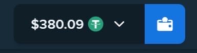 A digital wallet interface displays a balance of **$380.09 in Tether (₮)**, suggesting a crypto giveaway prize pool. The post announces the giveaway with the winner being selected in 24 hours, likely featuring this wallet as the prize.