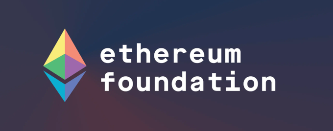 Logo of the Ethereum Foundation, displaying its iconic diamond-shaped symbol in colorful geometric facets next to the text "ethereum foundation".