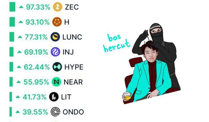 The image features a cartoon drawing of a man with a green jacket sitting down while another person brushes his hair behind him. The background of the image is white, which contrasts with the colorful illustration. In the bottom left corner of the image, there are several logos and icons related to cryptocurrency exchanges such as Binance Coin, Binance Libra, and Binance.