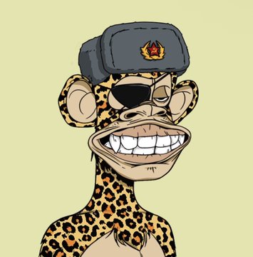 The image features an animated cartoon monkey wearing glasses, a hat with a badge, and a leopard print outfit. The monkey is described as having big teeth and is depicted looking at something off-frame while smiling or appearing bored.

In the caption provided by another user on this post, a leopard-print leotard can be seen, which is also related to the monkey's character design. It seems like there might be some confusion about whether the monkey belongs in an APE collection rather than a leopard print leotard. The post is about trading around eth NFTs and has been referred to as "the most fun trading around eth NFTs that I've had in a long time."
