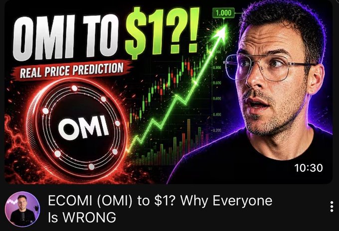 The image features an advertisement for a cryptocurrency called @FosterHilt. It shows a man's face wearing glasses, surrounded by financial data and graphics, indicating that he has a strong connection with the crypto world or is potentially offering investment advice. The image also shows the text "OMI to $1? Real price prediction?" which suggests that this advertisement might be related to the company's predictions about the future value of Bitcoin or other cryptocurrencies.