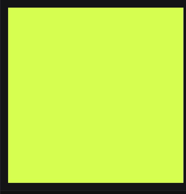 A simple solid chartreuse-green square framed by a thick black border.