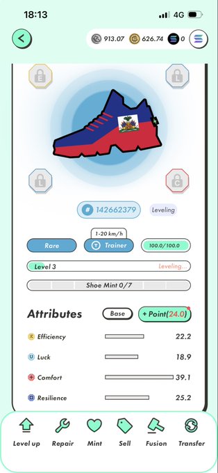 In the image, there are two pairs of shoes displayed against a plain gray background. One pair has a vibrant red color that stands out from its surroundings, while the other pair has blue hues. There are also several coins scattered around within this scene, adding to the overall visual appeal. The text on the screen reads "I got paired with O-sama and now it won't sell". This message suggests that someone has purchased one of these pairs of shoes as a gift for another person named "O-sama", but their shopper is not allowed to sell them due to an agreement or restriction within the purchase.