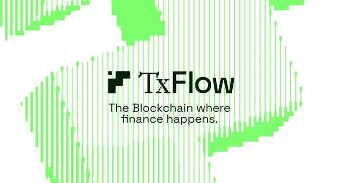 The image features a logo for a cryptocurrency called "TX Flow" that is displayed against a white background with green lines. The text "Earliest Alpha you can get If you were late for Aster, hyperliquid and other perp DEX’s or blockchains This is your chance to get in on something that the entire space will be talking about all of 2026 I was at an private CEX event and was shilled this by some very big whales". The logo and text are positioned above a green background with white lines, creating a striking contrast.