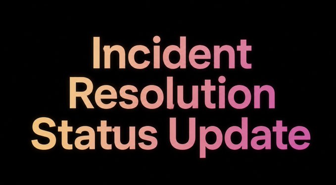 A bold text graphic on a black background reads "Incident Resolution Status Update" in a gradient of peach to pink lettering. The image serves as a header announcement paired with a post confirming that the MANTRA Chain Mainnet remains halted while final security reviews are completed, dry run testing has succeeded, the v8.4.0 patch addresses the Cosmos-EVM vulnerability, and user funds remain safe.