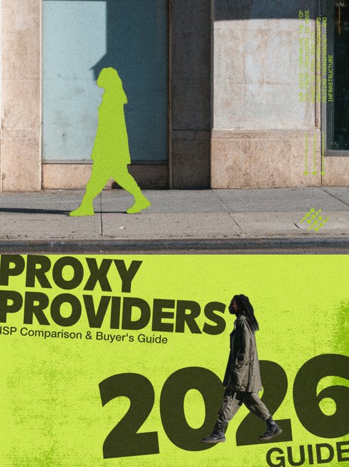 This image is a cover page for a "PROXY PROVIDERS ISP Comparison & Buyer's Guide 2026 GUIDE," featuring a green silhouette and a walking figure overlaid on large bold text. The accompanying post highlights the guide's key takeaways, noting that US ISP proxies cost 50-100% more than other regions, with retail providers marking up prices 5-10x over wholesale, listing specific rates like Bright Data at $5-$6/IP and Titan Network's wholesale option at $0.16-$0.38/node for resellers, directing readers to titannet.io/learn/resource for the full breakdown.