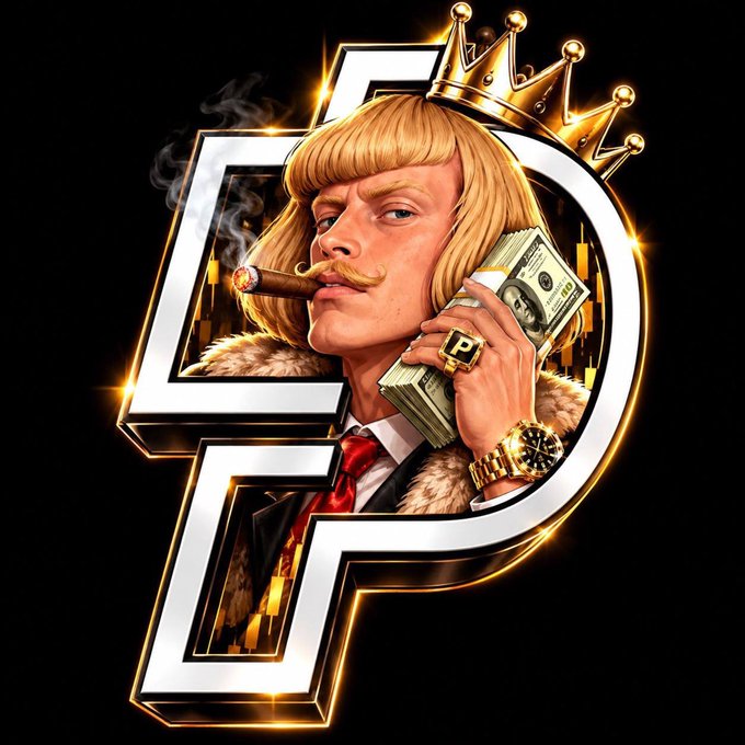 A stylized digital illustration features a blonde man with a mustache smoking a cigar and holding stacks of cash, framed within a large white "JP" monogram topped with a golden crown and adorned with glowing sparkles. The image visually embodies the opulent "king" aesthetic promoted in the post, which advertises the Solana memecoin $JEANPAID with contract address 4Exc9SfSRRButkzTT456SPa6sTzQCb8pnfqcUECGpump and taglines like "WILL FLIP" and "NEXT 1000x."