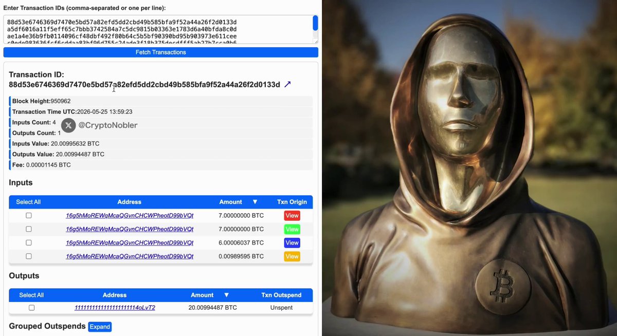 The image shows a screenshot of a website displaying information about Bitcoin transactions, including details such as the transaction id, amount, and addresses involved. The text also mentions that the Bitcoin Burner just sent over 107.00 Bitcoins worth $8000000.00. This indicates that the Bitcoin transaction has been completed successfully.