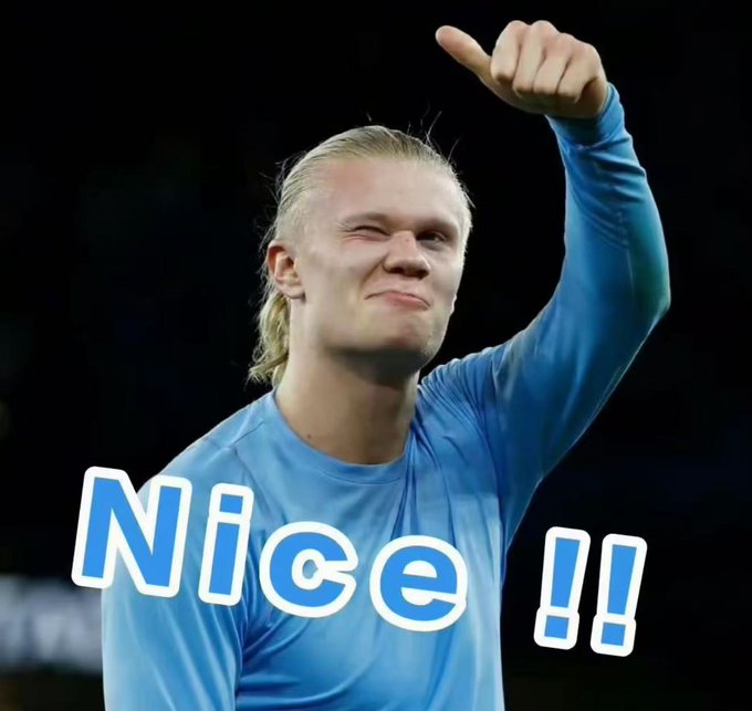 A young man with long blonde hair gives a thumbs-up while wearing a blue athletic shirt, with the text "Nice !!" overlaid in large blue and white letters on the image. The post expresses skepticism toward a cryptocurrency scheme, and the image's sarcastic "Nice !!" text appears to mock the situation in a dismissive or ironic way.
