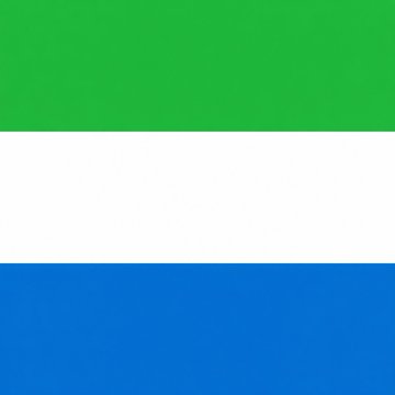The image displays the flag of Sierra Leone, featuring three horizontal stripes of green, white, and blue. This flag represents Sierra Leone, the country mentioned in the post as partnering with Bhutan NDI and SIGN Foundation to develop a national digital identity platform.