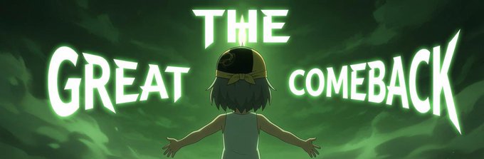 The image features an anime-style character from behind with arms outstretched, wearing a helmet and headband, set against a glowing green background with the bold text "THE GREAT COMEBACK." This dramatic "comeback" imagery visually reinforces the post's call for OpenAI to integrate payment functionality into the Solana (SOL) blockchain, framing the request as a triumphant return or revival for SOL's utility.