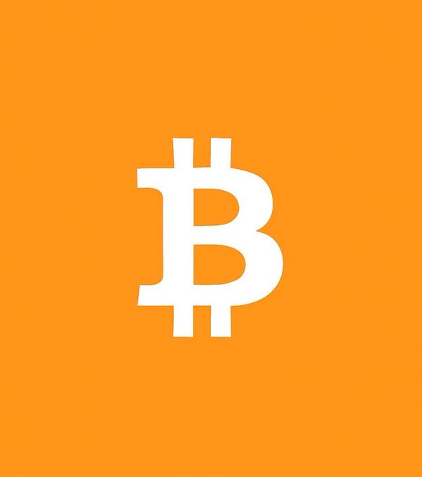 The Bitcoin logo, featuring a stylized white 'B' with two vertical lines through it, centered on a bright orange background.