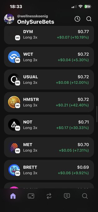 The image shows an iPhone screen displaying various cryptocurrency prices, including Bitcoin, Etherium, and Ripple. The screen also has a social media app icon and a message about a new cryptocurrency called "Mein Hamster Stand gestern Nacht". The text on the screen reads "Only SureBets.Dm Long 3 Stunden auf +0 grau den besitzt gar keiner Hätte man kaufen müssen die Nacht an solche Ereignisse kein Geld haben ist Macht aber kein Sinn 1k für 60k auf ath ton hat ja ne 5b mc Community 1x 5x lev 50k easy Aber brauchen dann".