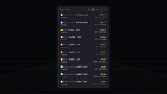A dark-themed mobile or web app interface displays a list of tournament entries with leaderboard-style rankings, usernames, and prize pool amounts.