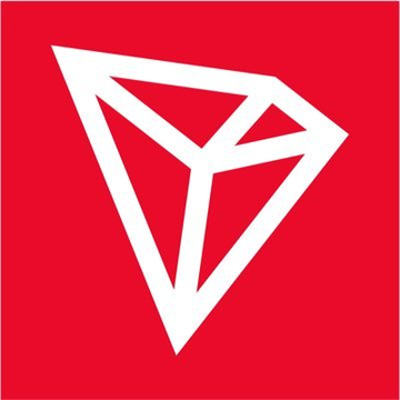 A stylized white geometric diamond logo (the Tron/TRX symbol) is displayed on a red field, representing the TRON blockchain network referenced in the post highlighting its $30T milestone.