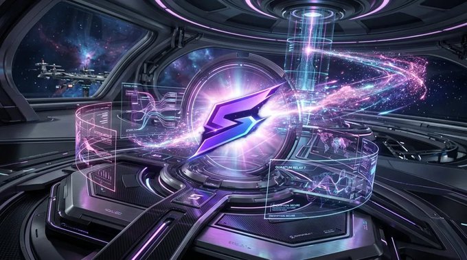 The image shows a futuristic space station with a purple and blue neon-lit interior, featuring a large circular window that emits a bright light. The room contains various futuristic elements such as a spaceship, a robot, and a glowing orb. The caption reads "WALLET CONNECT ISSUE @Syntrax XYZ I understand the concern, and it's important to clarify how the system is designed". This message suggests that there might be some confusion or uncertainty about the purpose of the space station and its features.
