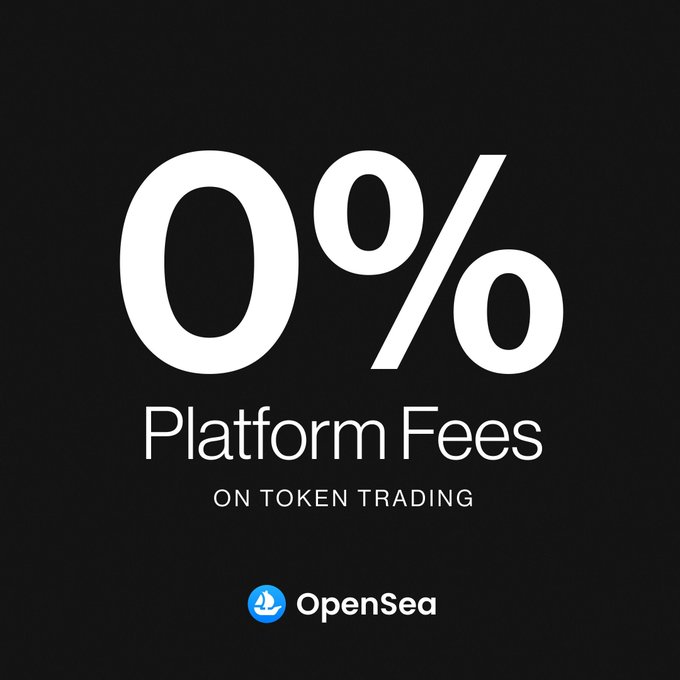 The image features a black background with white text that reads "openSea has extended the date for 0% platform fees on trading. I was thinking that we gonna hear something related to $sea launch after 0% trading fee campaign got over but we've got extension it's almost 470". This seems to be an advertisement or promotional post, possibly related to OpenSea, which is a marketplace or trading platform. It could potentially be advertising the launch of a new feature or service that offers users a 0% fee for using the platform fees on their transactions.