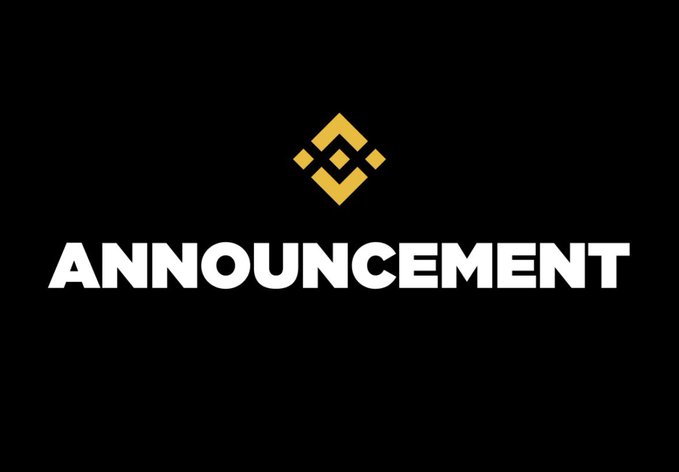The image displays the Binance logo and the word "ANNOUNCEMENT" in large white font on a black background, indicating a formal notice from the platform. This aligns with the accompanying text about Binance delisting EPIC and QUICK on October 28, 2026.