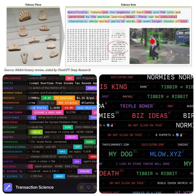 The image shows a collage of three different posts related to tokens, including a list of tokens with their descriptions, an article about tokens, and a photo of a person holding up a token. The first post lists various tokens such as "LATIPAC", "TIBBIR", "RIBBIT", and "CAPITAL TOKENS". The second post is an article discussing the concept of tokens and their uses in different contexts. The third post features a photo of a person holding up a token, possibly to represent its value or importance.