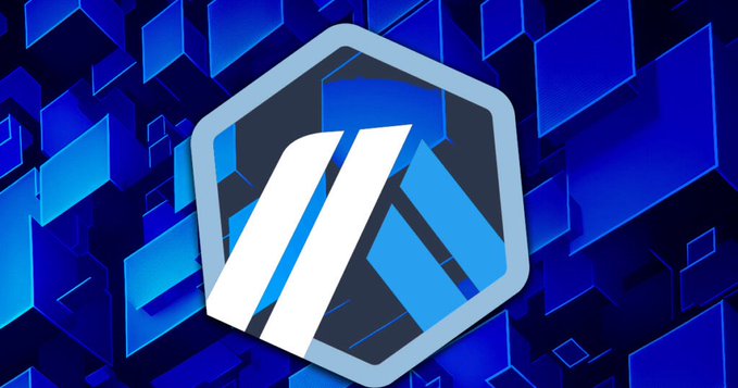 The image displays the Arbitrum logo, a stylized "A" within a hexagonal frame, set against a blue geometric background. It relates to the post by representing Arbitrum, the platform whose bridge is the subject of the ongoing security investigation by Offchain.