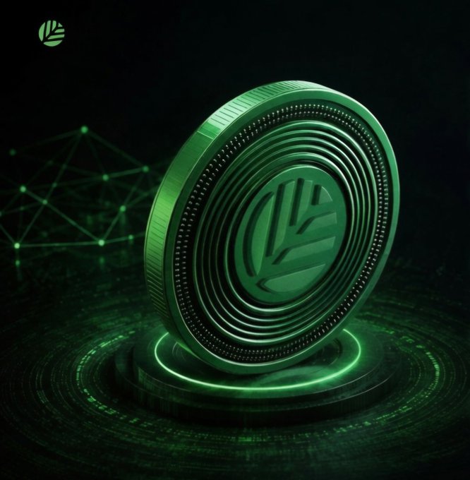 A glowing green crypto-style coin featuring a stylized logo rests on a digital pedestal amid a network of interconnected nodes, symbolizing a blockchain or web3 infrastructure network. The futuristic, technology-driven aesthetic visually reinforces the post's message about CNPY Network's AI-native web3 infrastructure tools designed to simplify development with familiar programming languages.