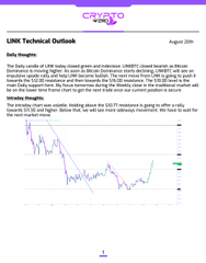 A document titled 'BTC Technical Outlook' dated August 2026 includes analysis on Bitcoin's daily and intraday outlook, accompanied by a price chart showing an upward trend.