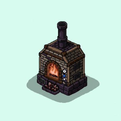 A pixel art illustration of a stone furnace with a lit fire, a chimney, and a small pile of logs at its base. The image serves as a thematic logo for "The Furnace" project, matching the GTD (Giveaway/Drop) promotion for their wallet release.