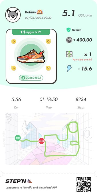 The image shows a step-by-step guide for using an app called "StepN Go" that tracks steps taken during exercise sessions. The app provides information about the user's progress, including their current step count, distance traveled, and calories burned. It also displays a map of the user's location to help them navigate while exercising outdoors.