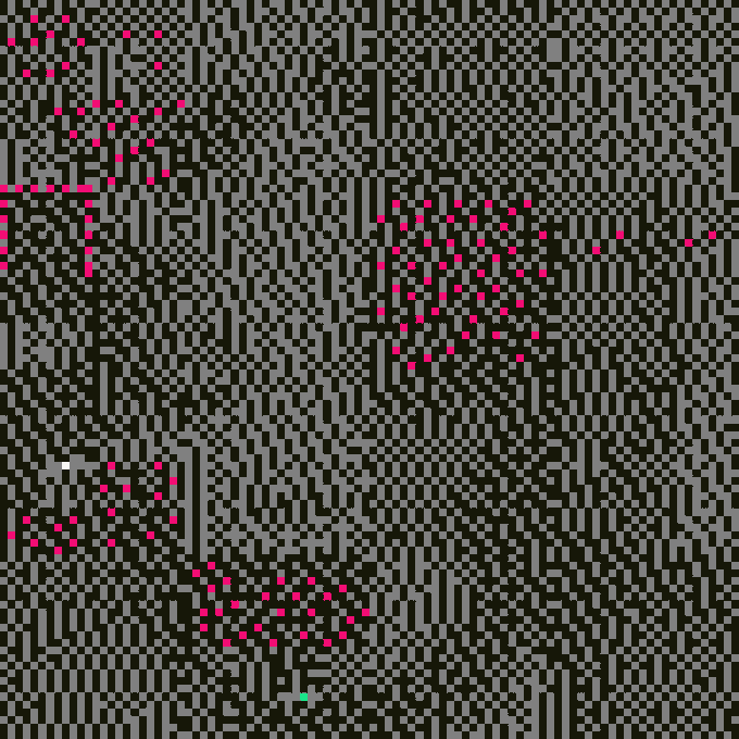 The image shows a close-up of a black and white patterned surface, possibly a screen or a wall with small dots scattered across it. The dots are predominantly red, creating a striking contrast against the monochromatic background. The image also contains some text that reads "TBAM 3182 acquired for 0.0065 ETH by 0xacd1...d01c". This information suggests that the image might be related to an auction or sale of a digital item, possibly a video game or a piece of artwork.