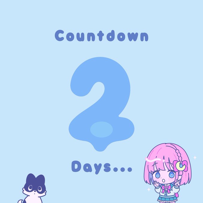 The image features a blue background with two cute cartoon characters, one of which has pink hair and the other wearing a bow in its hair. The text "2 days until dropchan drops #XRPLNFT" is written above them, indicating that there are 2 more days left before dropchan drops. This post seems to be related to a countdown event or a special occasion involving dropchan characters.