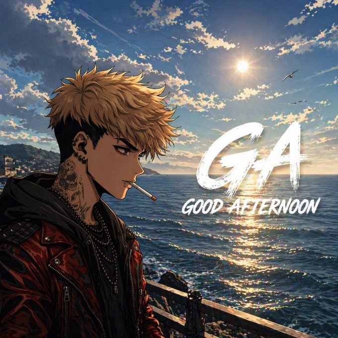 The image features a man wearing a red jacket, smoking a cigarette by the ocean. The background of the image shows the ocean with clouds above it. There are also birds flying in the sky near the water's edge. The caption for this image reads "Good afternoon my X family Rainy vibes but still locked in with the Web3 grind Exploring alpha while watching big moves from @NomismaNetwork via @useTria and @Appreciators_IO".