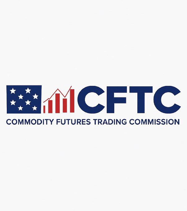 The official logo of the CFTC (Commodity Futures Trading Commission) in navy blue and red, featuring a star block and a bar graph with an upward arrow.