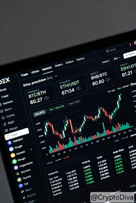 A cryptocurrency trading platform displays live market data for BTC/ETH at $60.27, ETH/USDT at 6713.4, and BNB/BTC at 60.60, with candlestick charts showing recent price action. The image illustrates the broader crypto market context referenced in the post, highlighting the platforms (like Binance) where whales are reportedly accumulating Bitcoin.