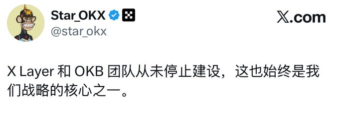 The image shows a post on social media with a caption that reads, "X Layer OKB: CZ BNB: 98% of my assets are BNB", which seems to be a response to an earlier post about OKB tokens. The post also mentions that the token has been used for almost all exchanges in the past and is still being built up.