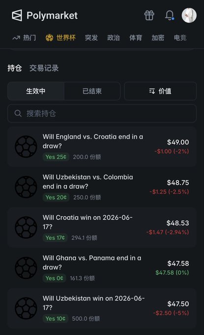 The image shows a phone screen displaying a list of sports events that have taken place recently. The top row includes a soccer match between England and Croatia, while the bottom row features a football match between Ghana and Panama. The text on the screen is in Chinese, which might be related to the sports events or could be part of an advertisement for a betting platform.