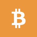 The Bitcoin (₿) logo on an orange background.