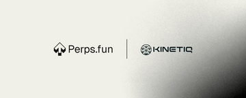 The image features a white banner with black text that reads "PerpsFun takes a huge step in Hyperliquid hand in hand with Kinetiq They just announced that they'll list directly on @Markets_xyz once they fully migrate to USDC, becoming the exclusive Co-Deployer So everyone understands exactly what @Perpsdotfun is going to offer: Up". The image also includes a logo for PerpsFun and KinetIQ.