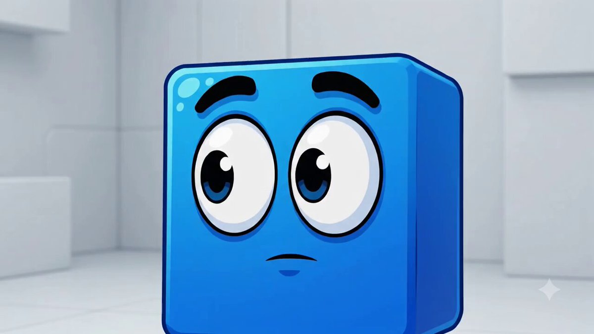 The image features a blue cube with big eyes, giving it a cartoon-like appearance. The cube is sitting in front of a white wall, which contrasts with its color. The caption below the image reads "gBase Fam Let`s see Some Update about @base Visit Ai Agents:: docs.base.org/ai-agents/quic ..." and "Base just dropped Base MCP," indicating that there might be an update or new information related to the base in the image.